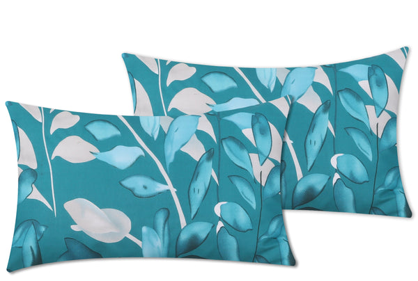 Teal Leaves-Pack of 2 Pillow Cases