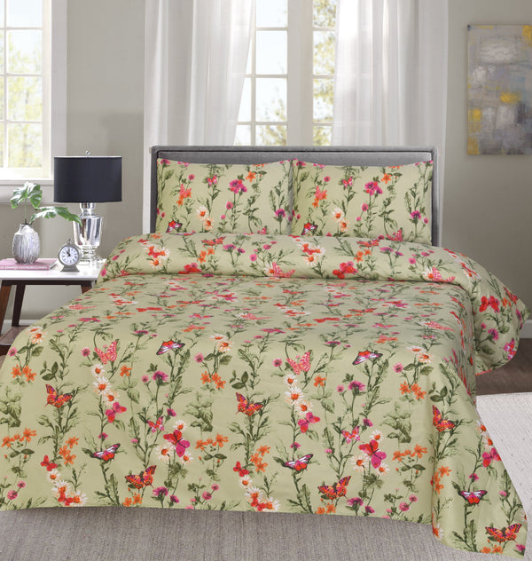 offwhite multi floral cotton bed sheet design in pakistan
