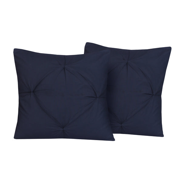 Navy Pin Tuck-Cushion Covers Pack of Two