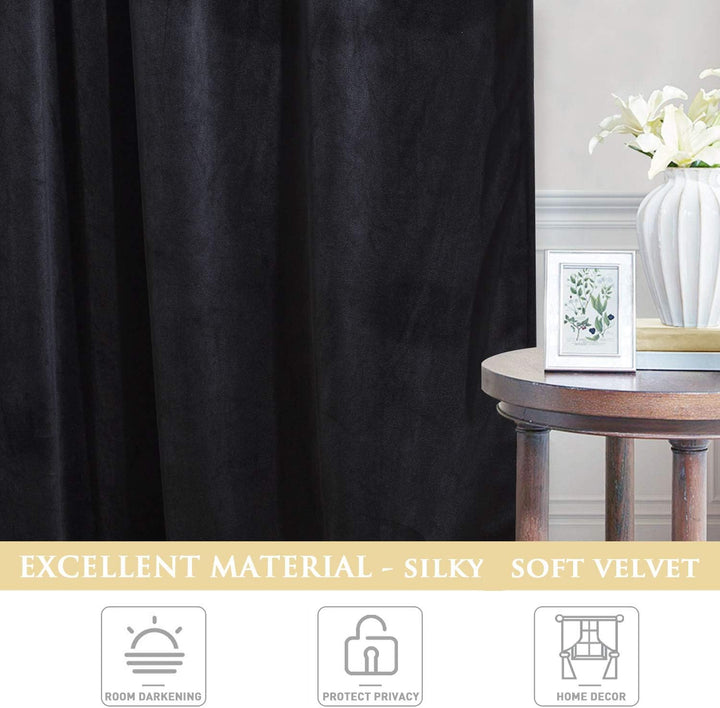black curtains