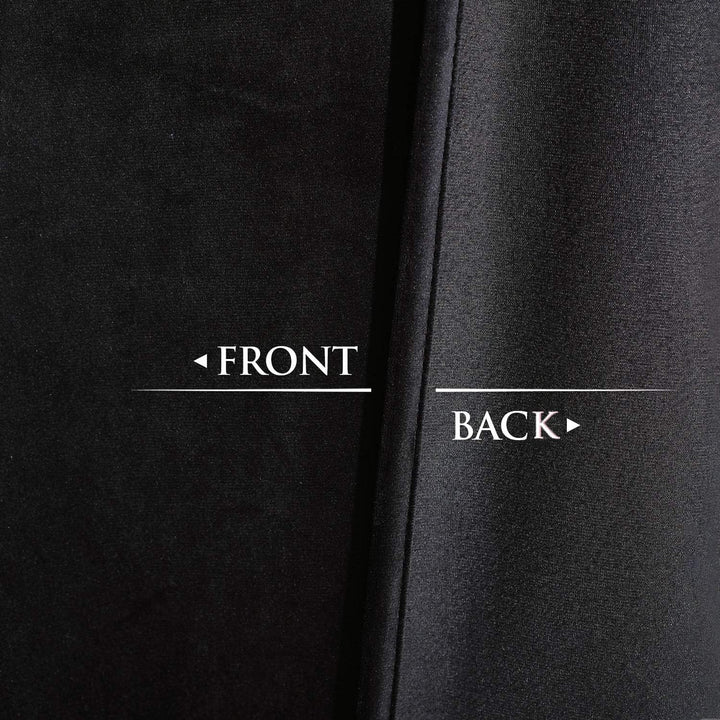 black curtains