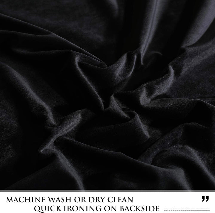 black curtains