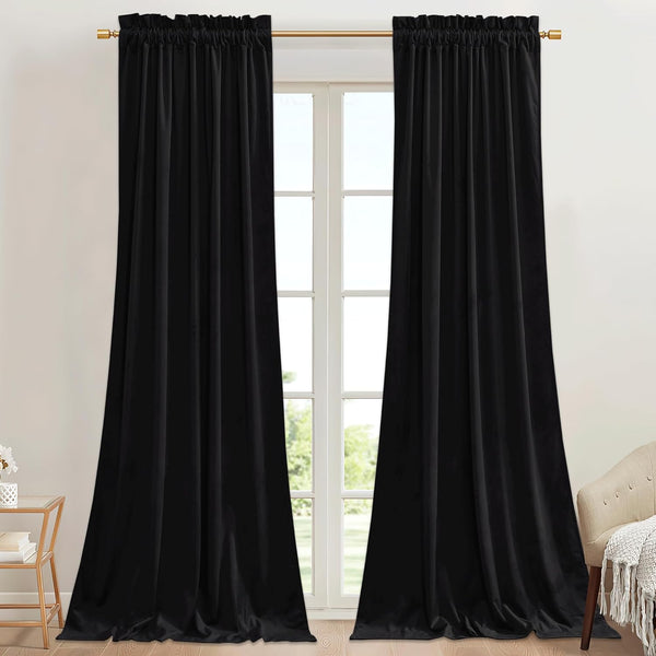 black curtains