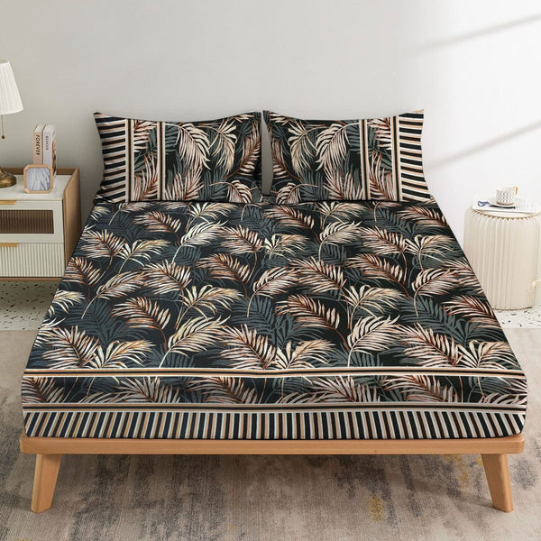 Black Leaves - Fitted Sheet Set