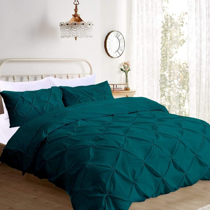 teal pin tuck duvet and cover set in pakistan