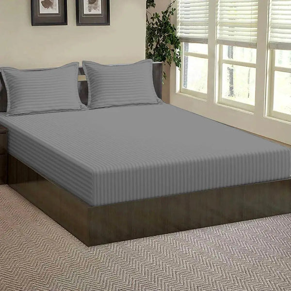 Grey Stripe-Luxury Fitted Sheet