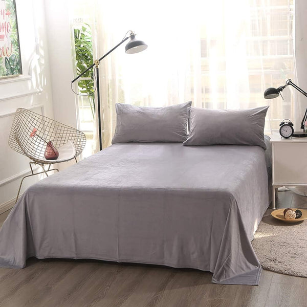 Light Grey Velvet-Luxury Bed Sheet Set