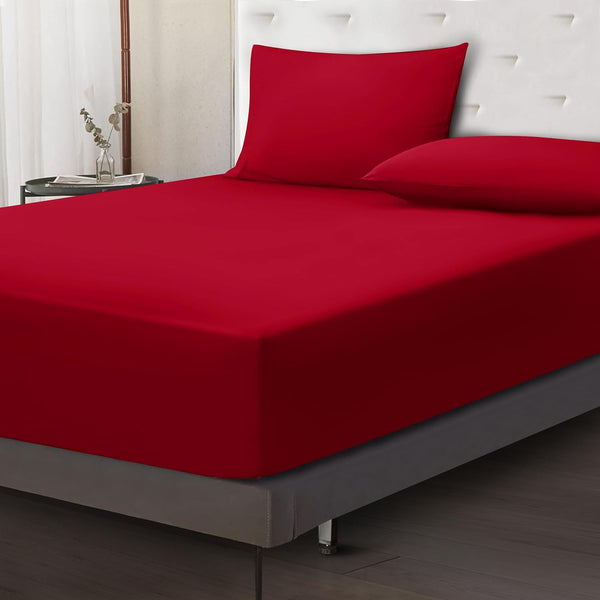 Ferrera Maroon-Fitted Sheet Set