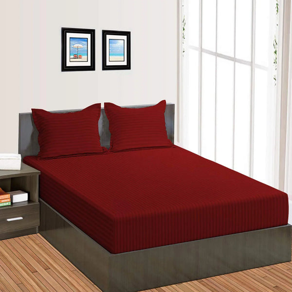 Maroon Stripe-Luxury Fitted Sheet