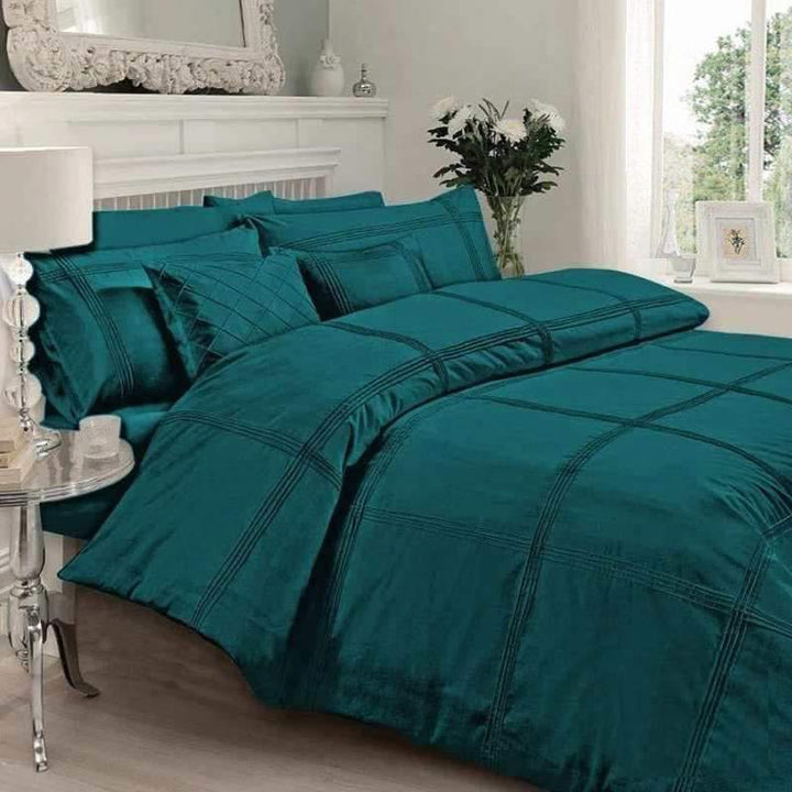 Teal Pleated king duvet cover set in pakistan
