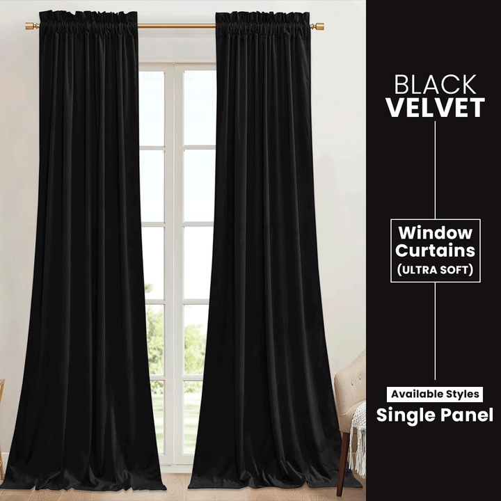 black curtains