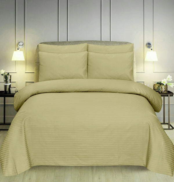 Beige Stripe-Bed Sheet Set