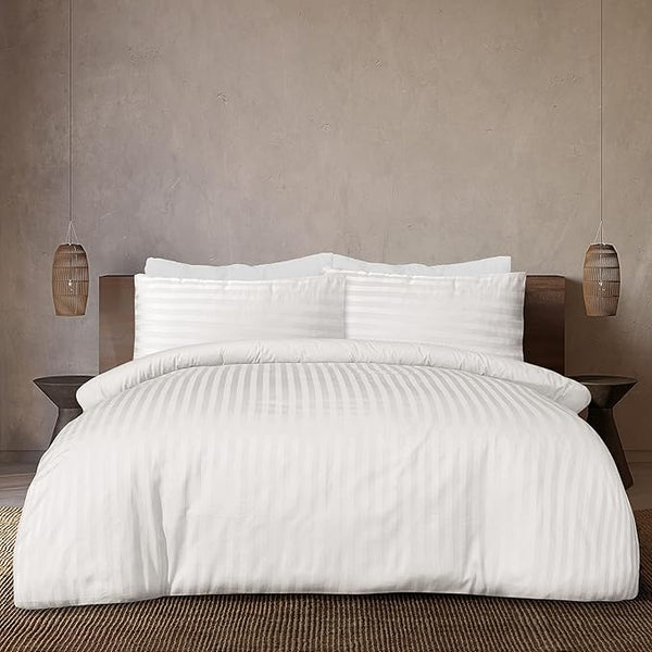 white stripped duvet set