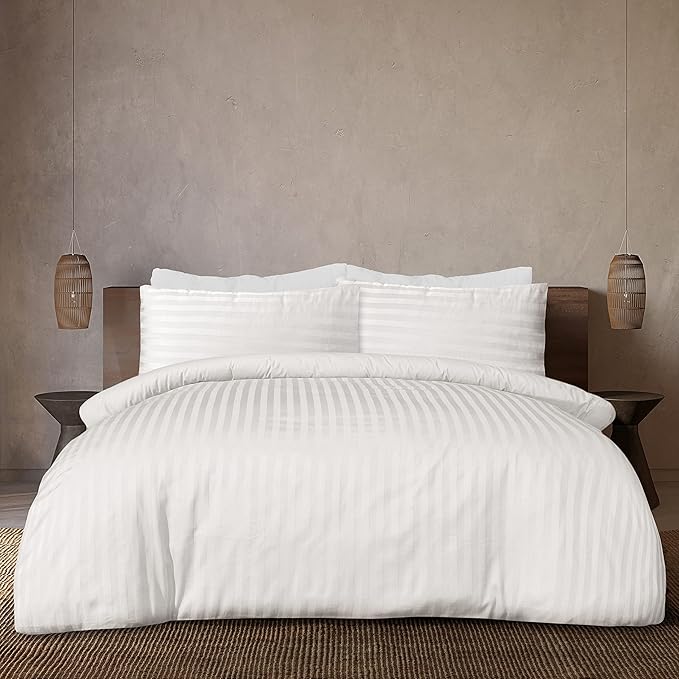 white stripped duvet set